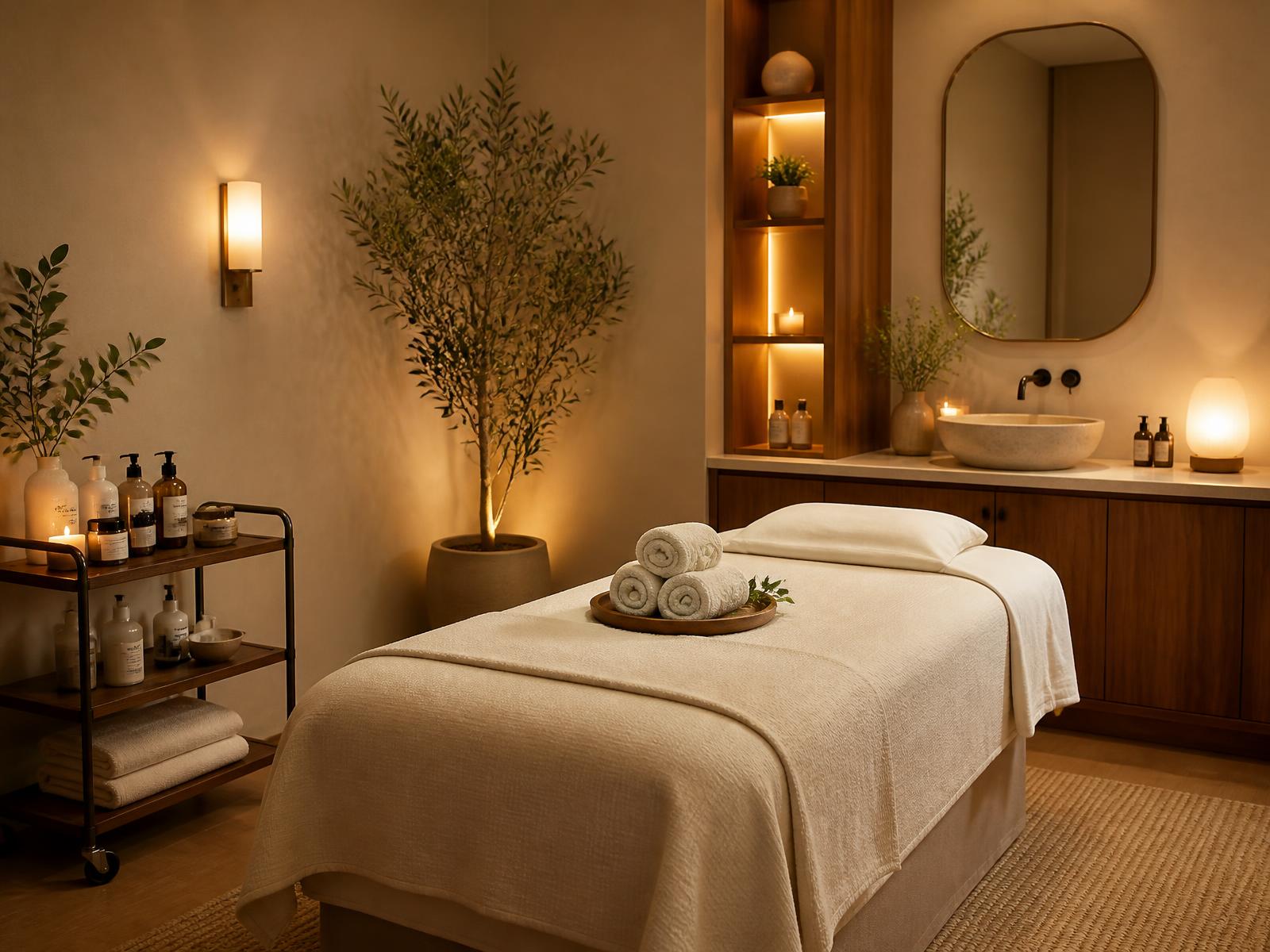 Private treatment room with treatment bed and professional spa equipment at Fatimas Beauty Spa